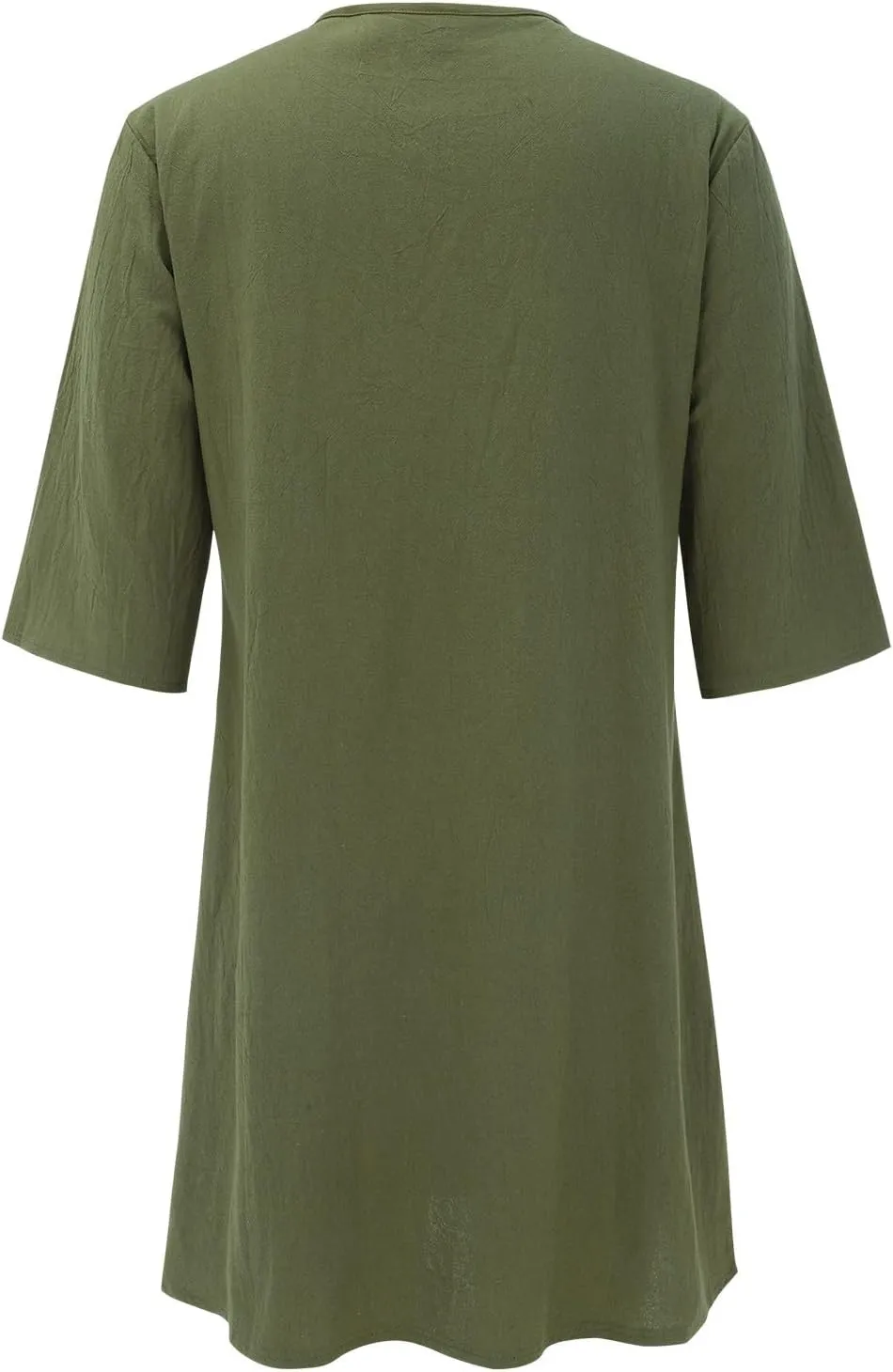 Womens 80% Cotton Dresses, 2024 Spring Summer Elegant Trendy V Neck 3/4 Sleeve Midi Dress, Casual Plain Beach Dress