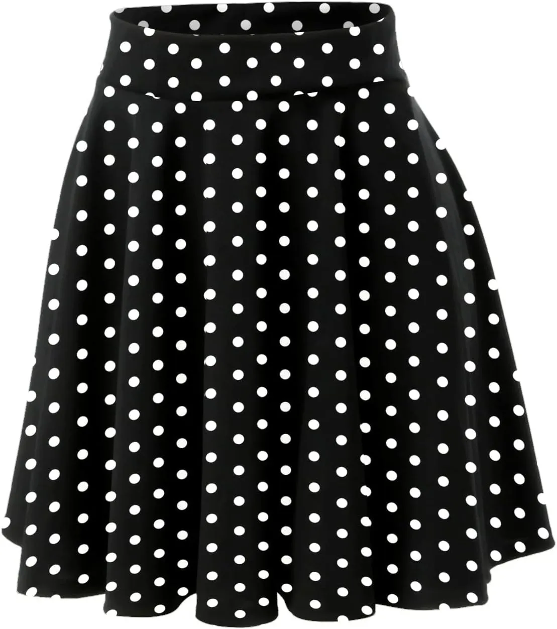 Womens A Line Midi Skirt Flared High Waist Skirts Polka Dot Pleated Ruffle Hem Vintage Mini Skirt for Women Dress