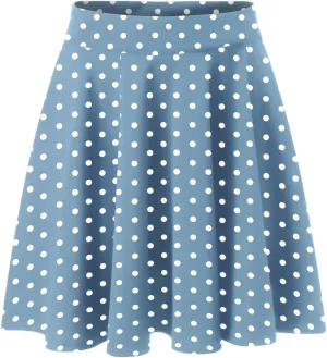 Womens A Line Midi Skirt Flared High Waist Skirts Polka Dot Pleated Ruffle Hem Vintage Mini Skirt for Women Dress