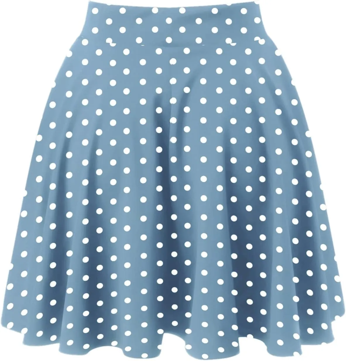 Womens A Line Midi Skirt Flared High Waist Skirts Polka Dot Pleated Ruffle Hem Vintage Mini Skirt for Women Dress
