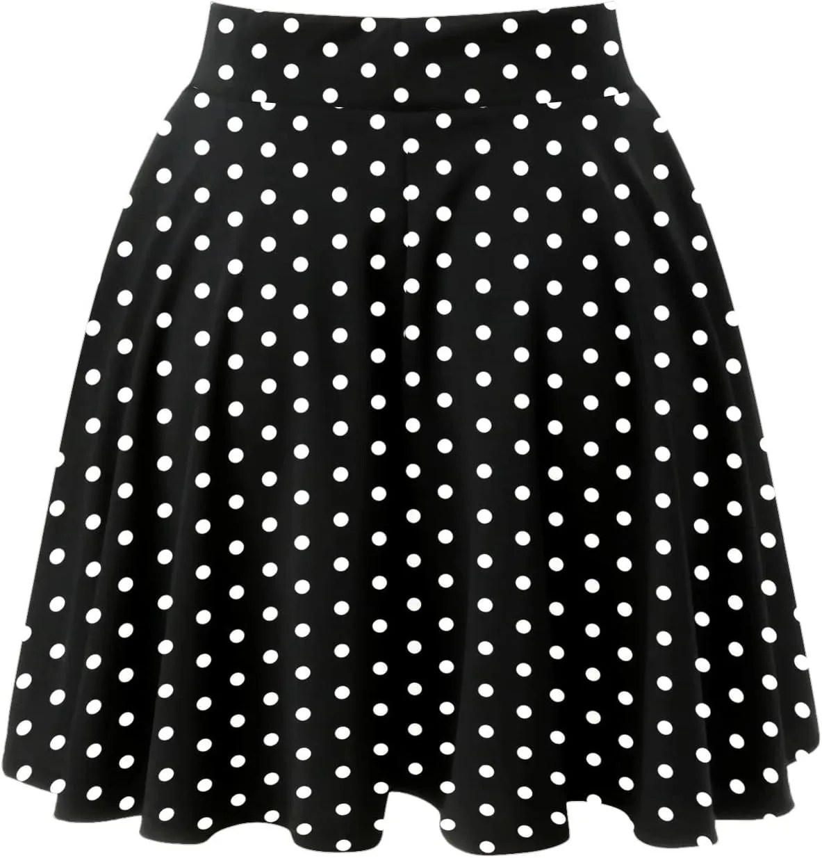 Womens A Line Midi Skirt Flared High Waist Skirts Polka Dot Pleated Ruffle Hem Vintage Mini Skirt for Women Dress