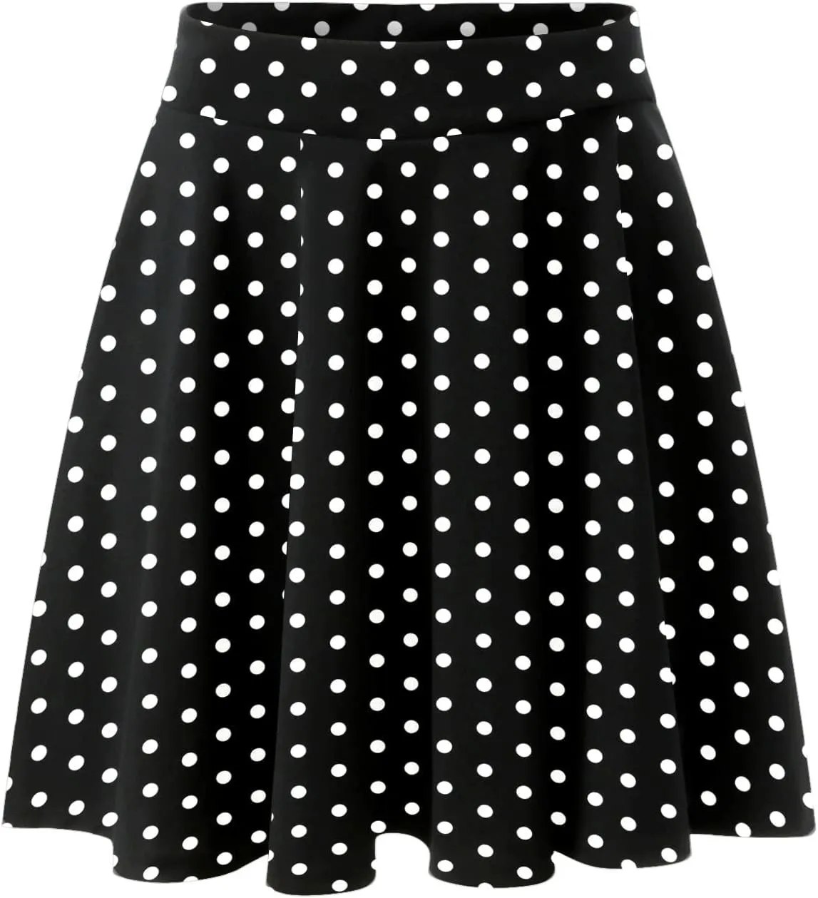 Womens A Line Midi Skirt Flared High Waist Skirts Polka Dot Pleated Ruffle Hem Vintage Mini Skirt for Women Dress