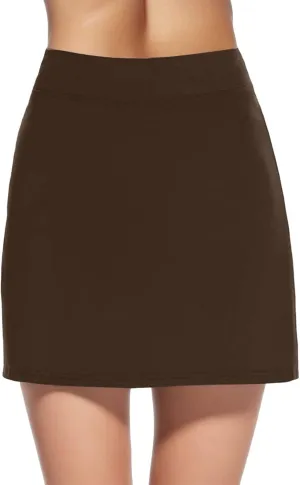 Women's Athletic Tennis Skirt High Waist Split Slit Hem Inner Shorts Skirts Running Sports Solid A-Line Golf Skorts