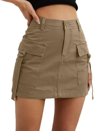 Women's Cargo Skirt Casual Wrap Bodycon Pockets Skirts Solid Color Low Waisted Pure Comfort Skirt 2025 Outfits