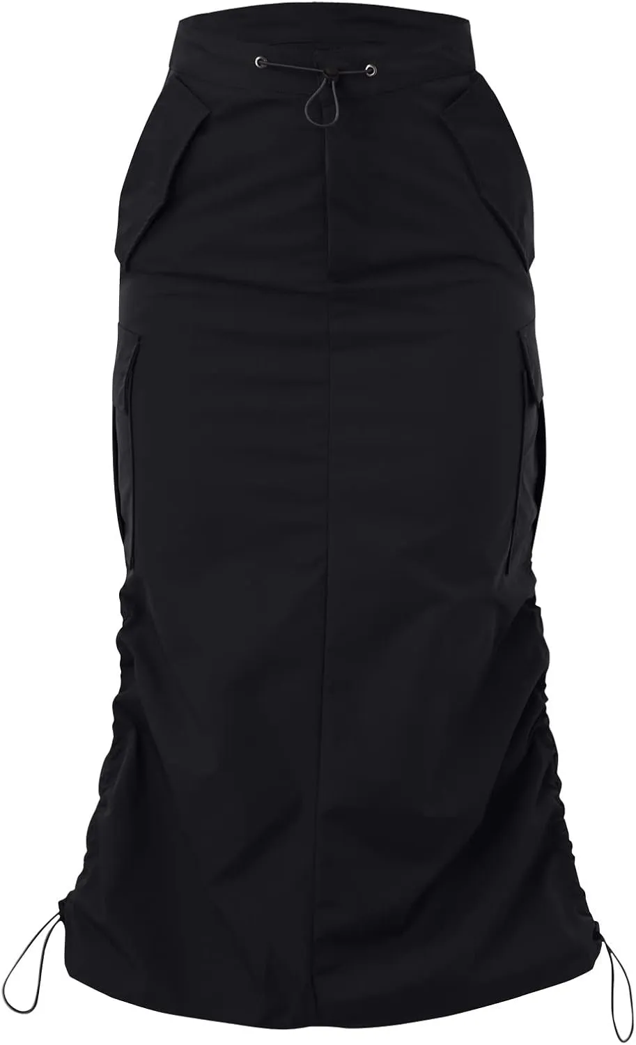 Womens Cargo Skirts Loose Maxi Skirts for Women Drawstring Adjustable Casual A-Line Midi Long Skirts Tennis Skirt