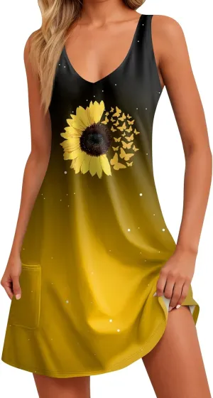 Women's Casual Dresses, Short Sleeve Tie V Neck Ruffled Midi Flowy Dress Women's V Neck Short Sleeve Summer Maxi Dress