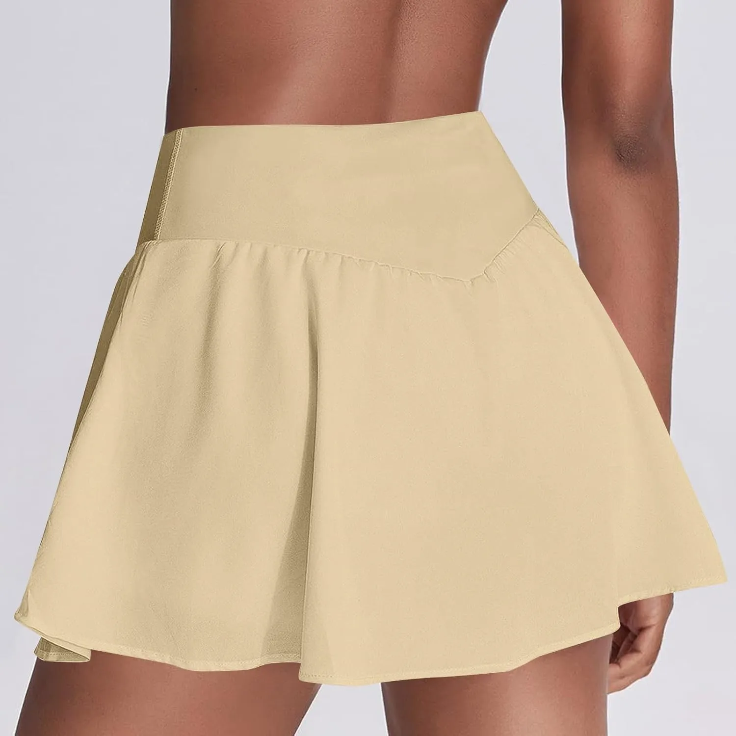 Women's Casual Mini Stretch Waist Solid Flared Plain Pleated Skater Skirt 2025, XS-2XL