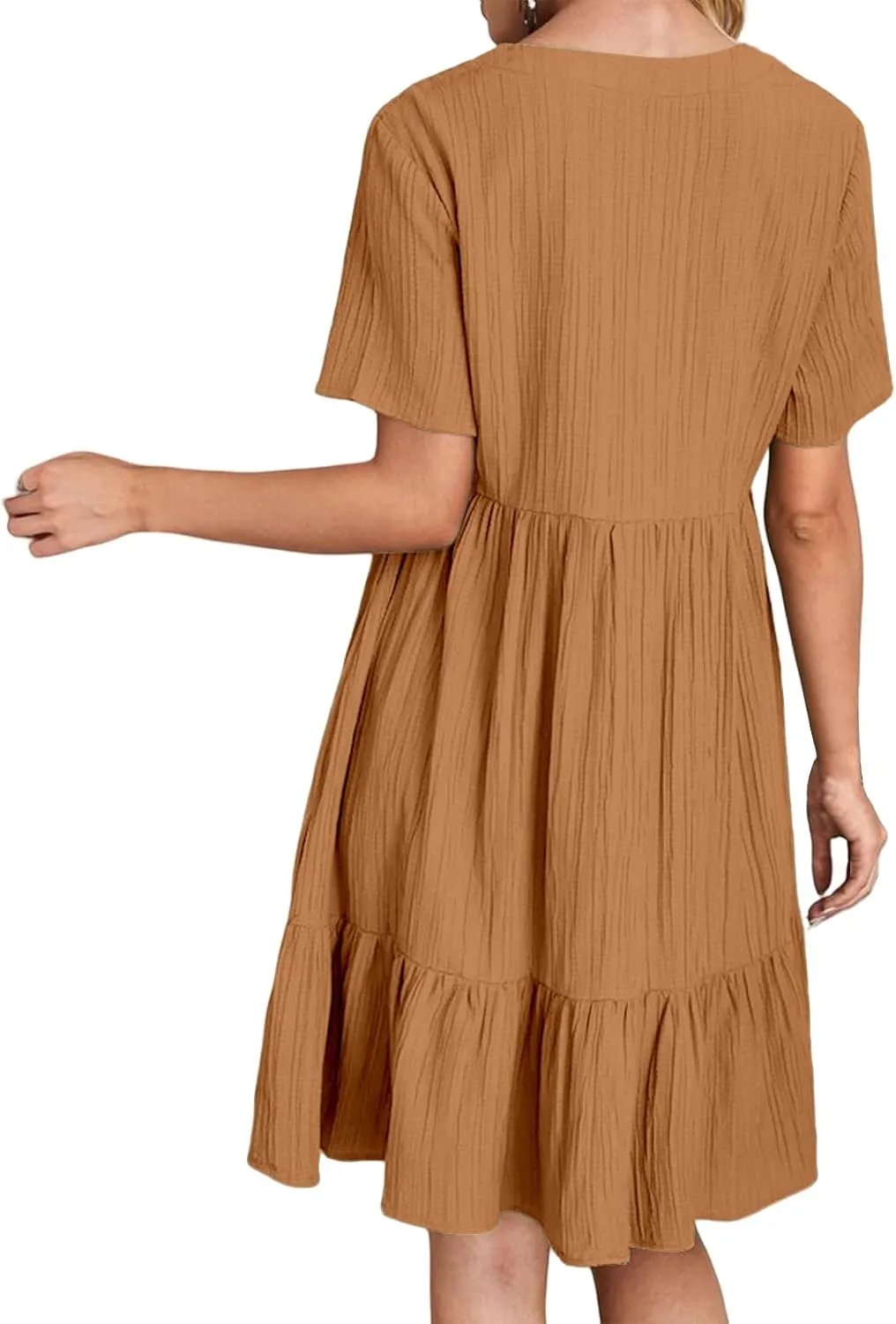 Womens Casual Summer Dresses Flowy Sleeveless Midi Dress Beach Vacation Sundress Ruffle Swing Dress V Neck Comfy
