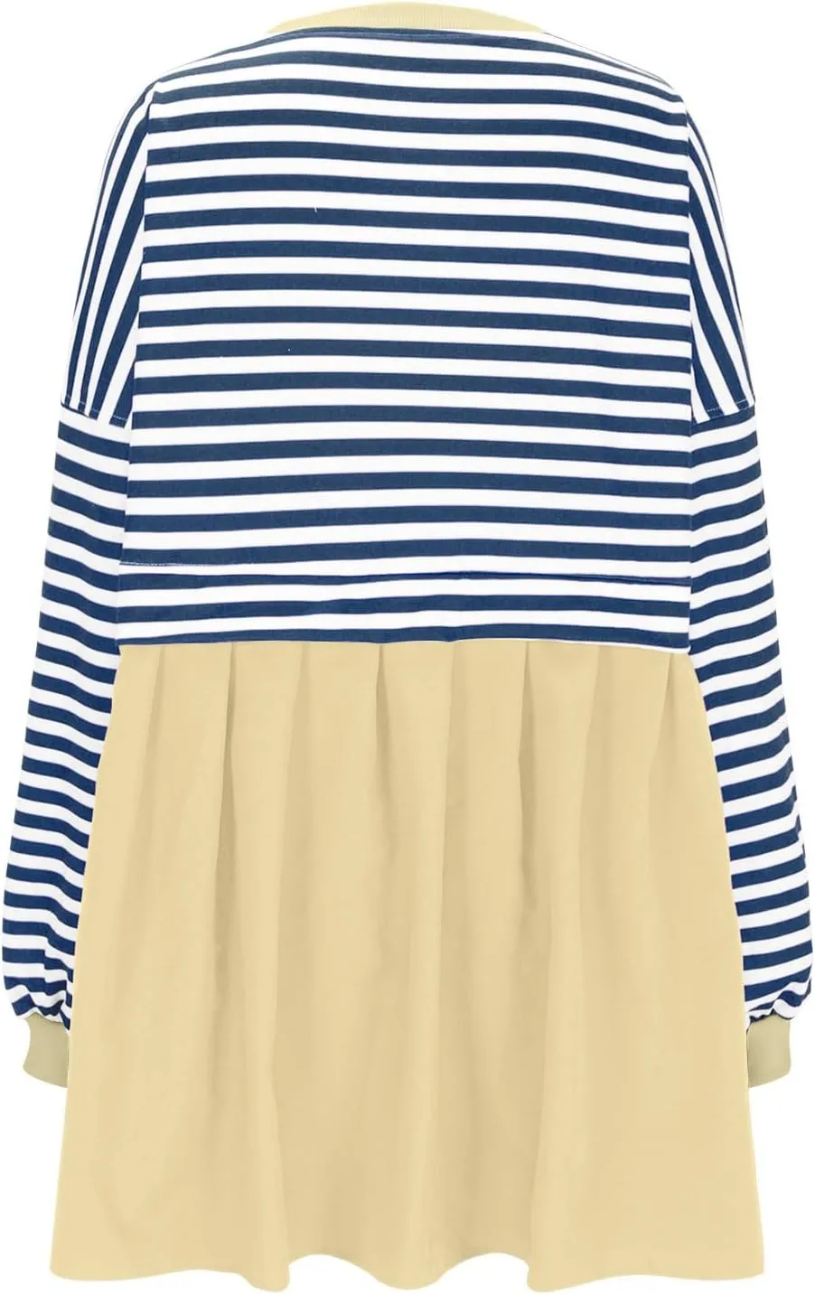 Women's Dresses Casual Oversized Sweatshirts Long Sleeve Crewneck Patchwork Pleated Pullover Mini Dress Fall Dress