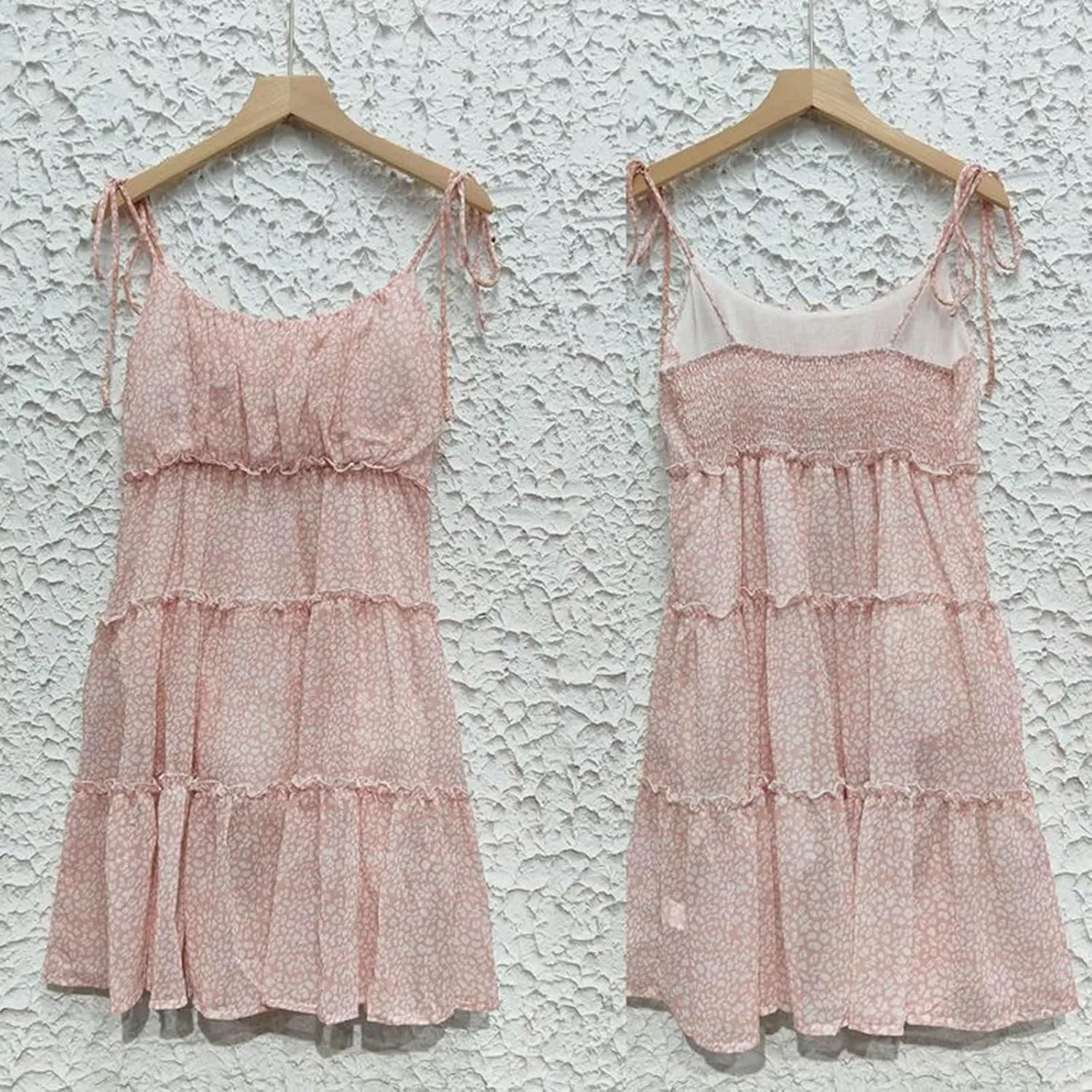 Womens Floral Mini Dress 2025 Boho Summer Spaghetti Strap Skater Dresses Sexy Sleeveless Ruffle Flowy Swing Tiered Dress