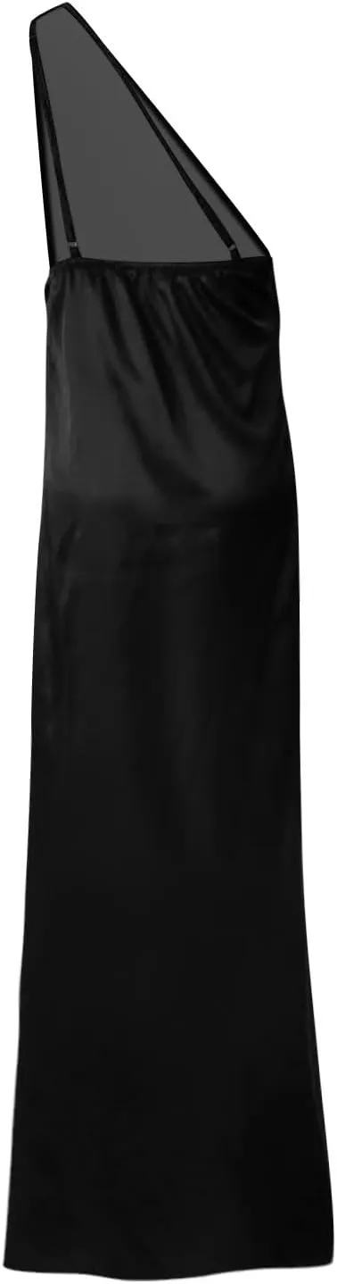 Women's Flowy Dresses Elegant Trendy Cold Shoulder Split Solid Color Bodycon Prom Party Cocktail Maxi Dress 2025, S-XL