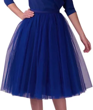 Women's Fluffy Tulle Skirt Knee Length Wedding Party Costume Prom Ballet Petticoat Plus Size Mesh Tutu Midi Skirt