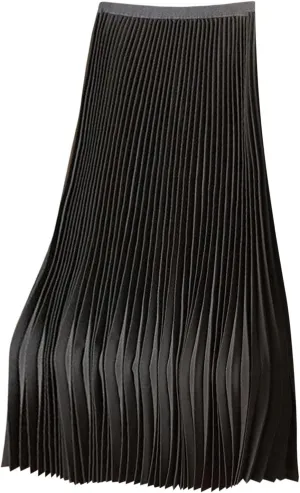 Women's High Waist Pleated A-Line Swing Skirt Solid Color Midi Long Shirring Skirts Summer Beach Flowy Skirt Dress