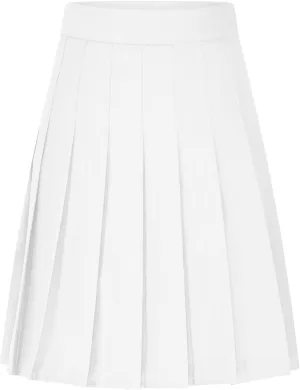 Women's High Waist Pleated Midi Skirt Plus Size Skater Tennis Skirt Comfort School Uniform Skirt with Shorts
