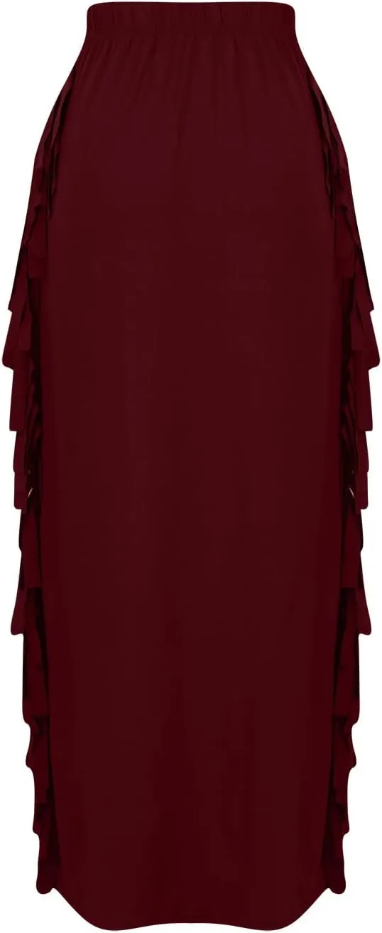 Women's High Waisted Boho Skirts Side Fringe Skirts Pure Comfort Smooth Sexy Skirt Solid Color A Line Skirt Outfit