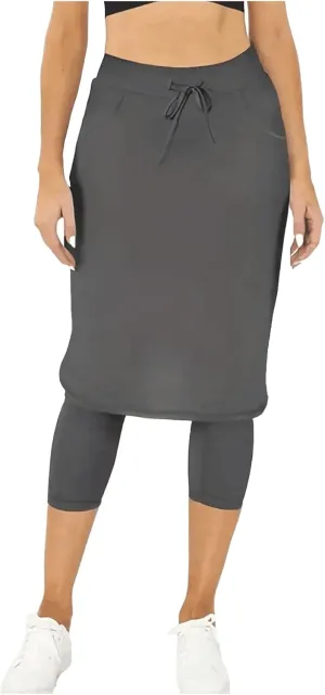 Womens Knee Length Tennis Skirts with Capri Legging Pants Yoga Golf Skorts Plus Size Athletic Workout Skirts Outfit