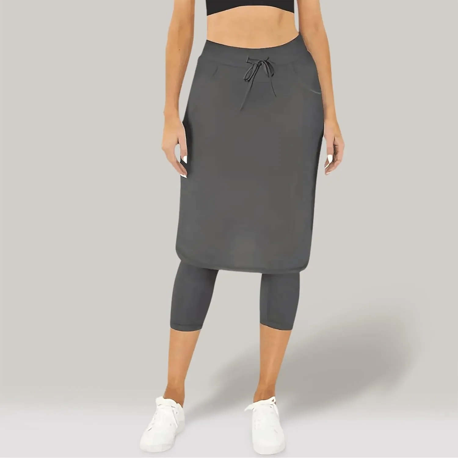 Womens Knee Length Tennis Skirts with Capri Legging Pants Yoga Golf Skorts Plus Size Athletic Workout Skirts Outfit