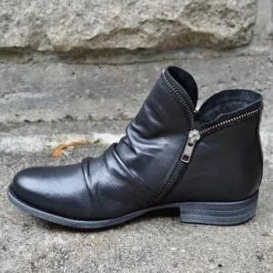 Women's Leather Zip-Up Ankle Boots