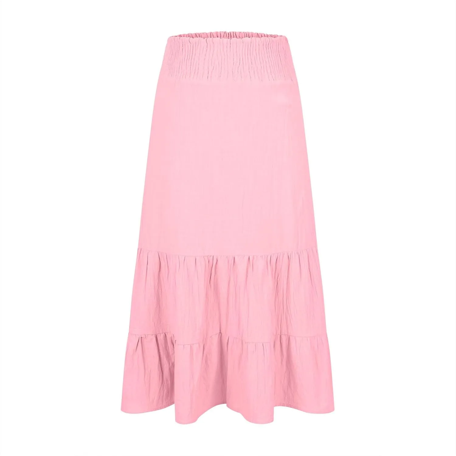 Womens Long Maxi Skirts 2025 Trendy Flowy Swing Tiered A-Line Skirt Summer Elastic High Waist Solid Boho Beach Outfit