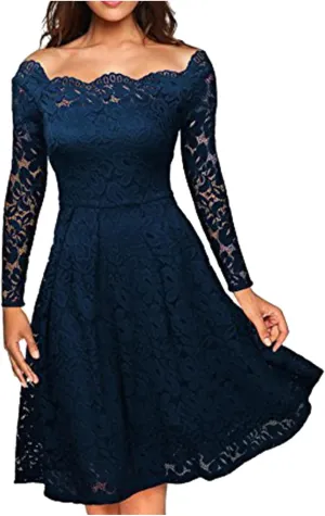 Women's Maxi Dresses 2025 Summer Elegant Trendy Solid Lace Cold Shoulder Flowy Party Prom Cocktail Dress, S-5XL