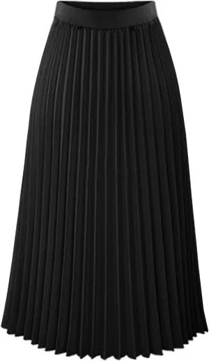 Women's Maxi Skirts Pleated Elegant A-Line Skirts Solid Color Lounge Baggy Long Skirts High Waisted Skirt 2025