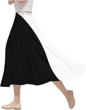 Womens Maxi Skirts Summer Elastic High Waist A Line Pleated Flowy Swing Skirt Casual Fashion Beach Vacation Skorts