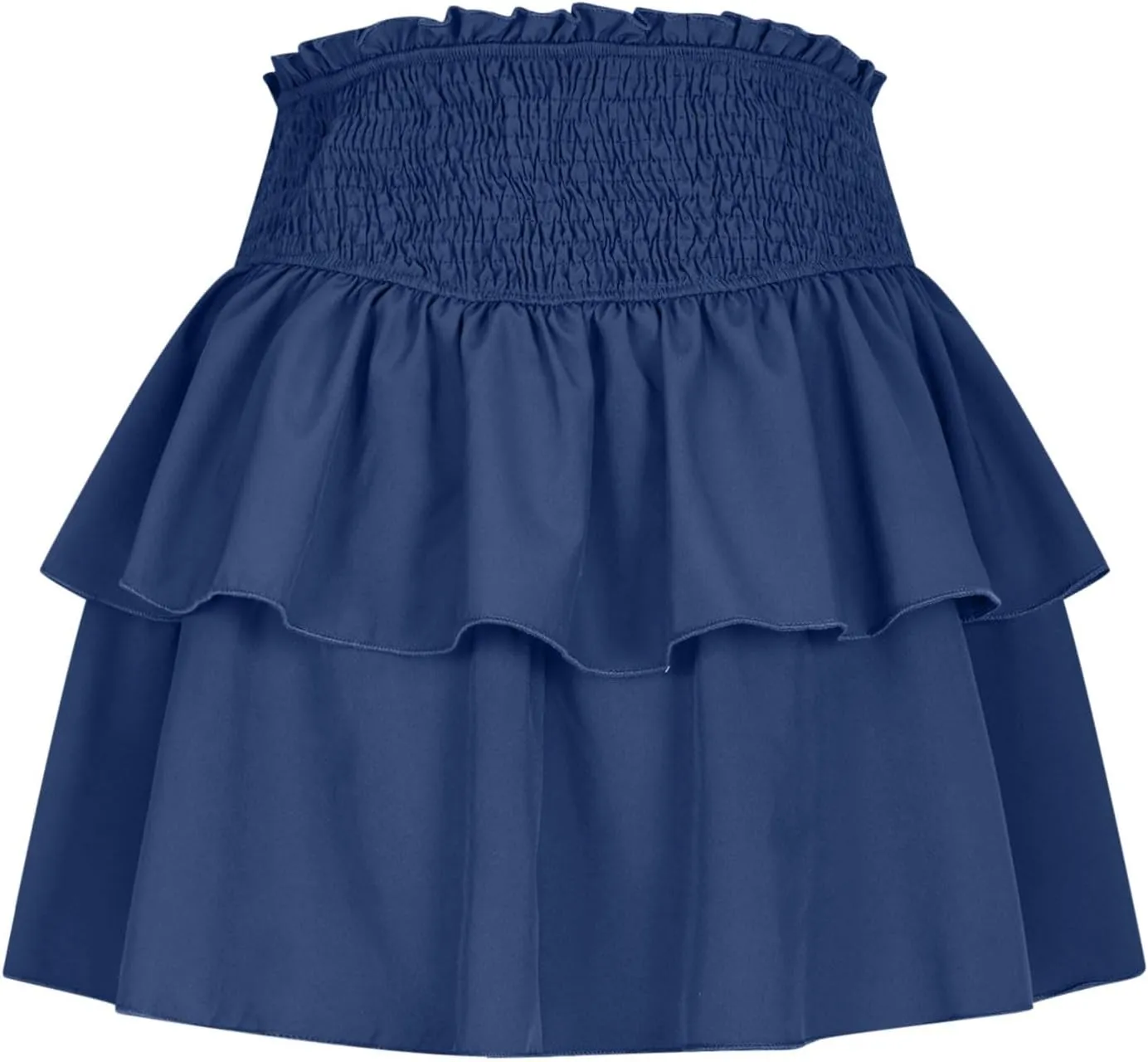 Women's Pleated Skirts High Waisted Layered Ruffle Curvy Hem Tiered Skirt Solid Color Sports Running Skirts