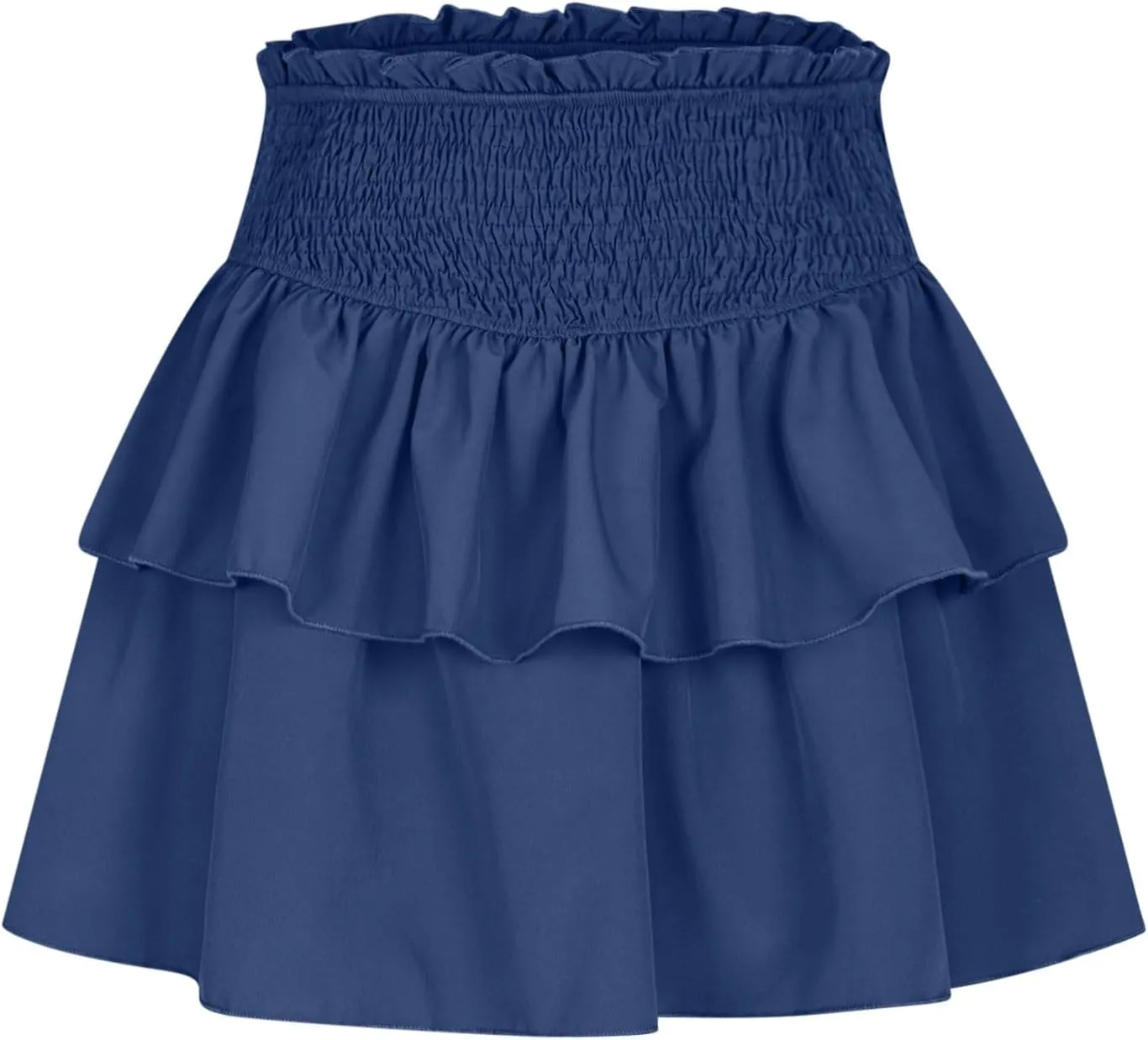 Women's Pleated Skirts High Waisted Layered Ruffle Curvy Hem Tiered Skirt Solid Color Sports Running Skirts