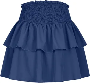 Women's Pleated Skirts High Waisted Layered Ruffle Curvy Hem Tiered Skirt Solid Color Sports Running Skirts