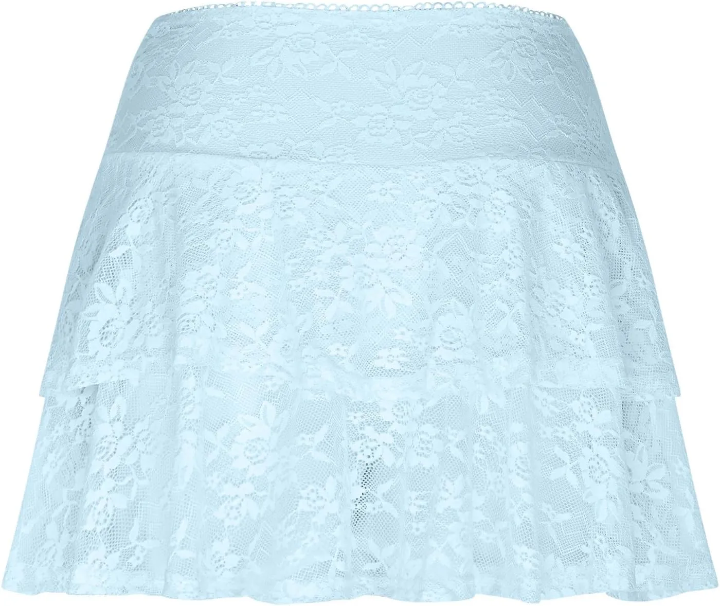 Women's Ruffle Skirts Layered Pure Ruffle Swing Skirt Vintage Lace Short Skirts Cute Flared Hem Skirts Outfits