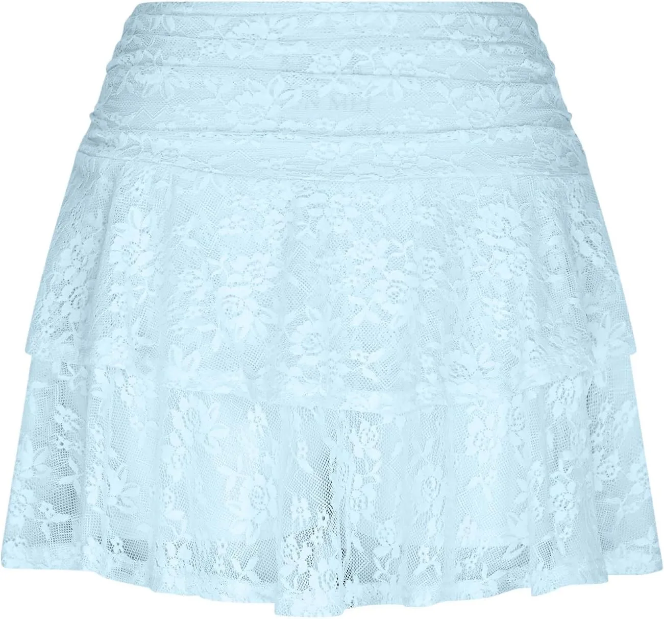 Women's Ruffle Skirts Layered Pure Ruffle Swing Skirt Vintage Lace Short Skirts Cute Flared Hem Skirts Outfits