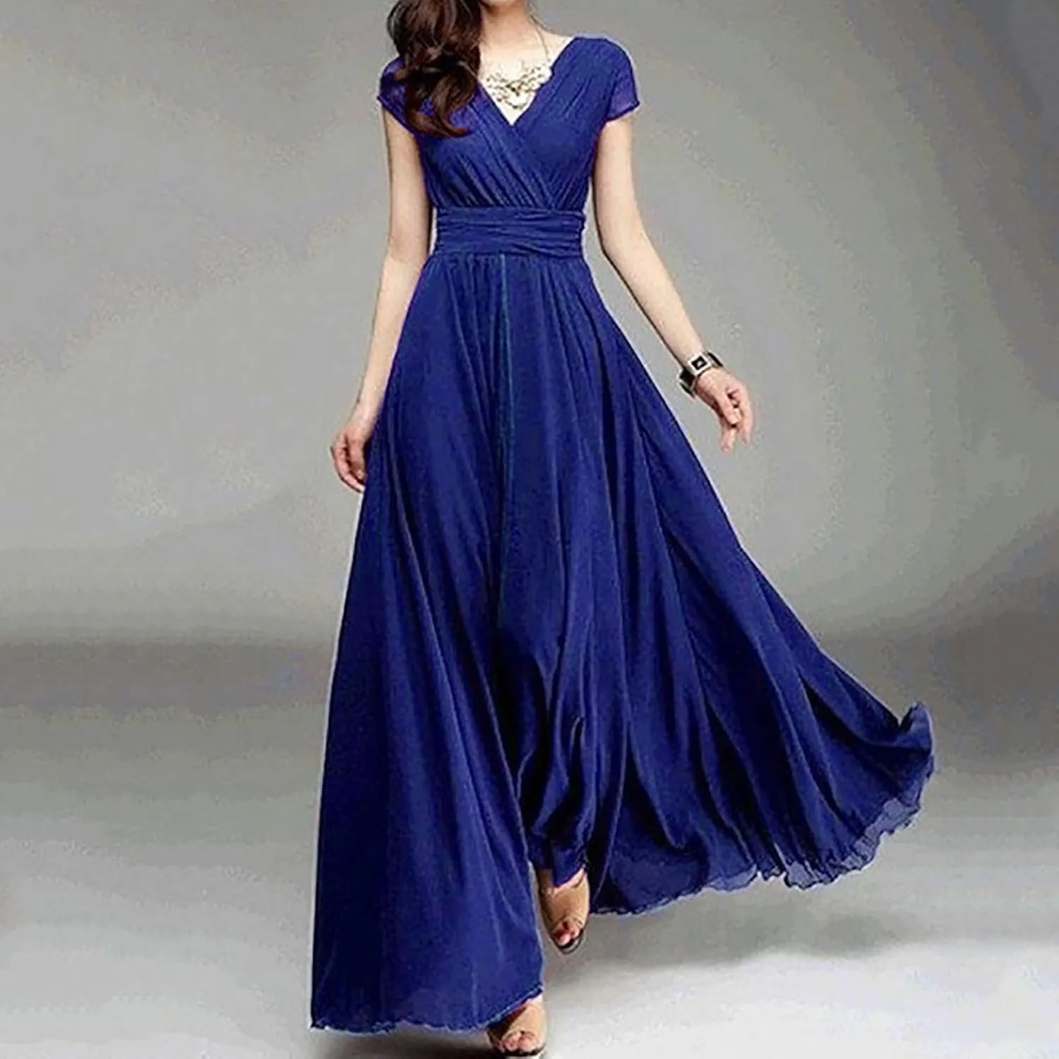 Womens Sexy Ruffle V Neck Ruched Formal Wedding Guest Prom Maxi Dress 2025 Irregular Cocktail High Split Evening Gown