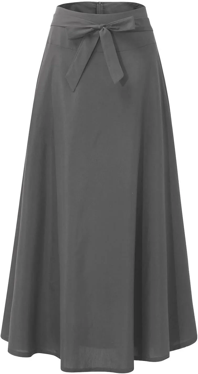 Women's Skirts Summer Casual High Waist Solid Pleated Split Long Maxi