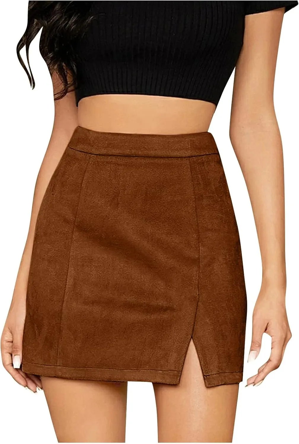 Women's Skirts Summer Casual Sexy Y2K Solid Slim Mini Skirts with Zipper