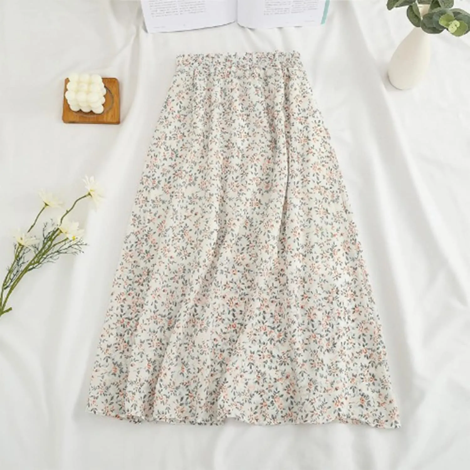 Women's Skirts Summer Casual Tiered Pleated High Waist Floral Boho Midi Skort