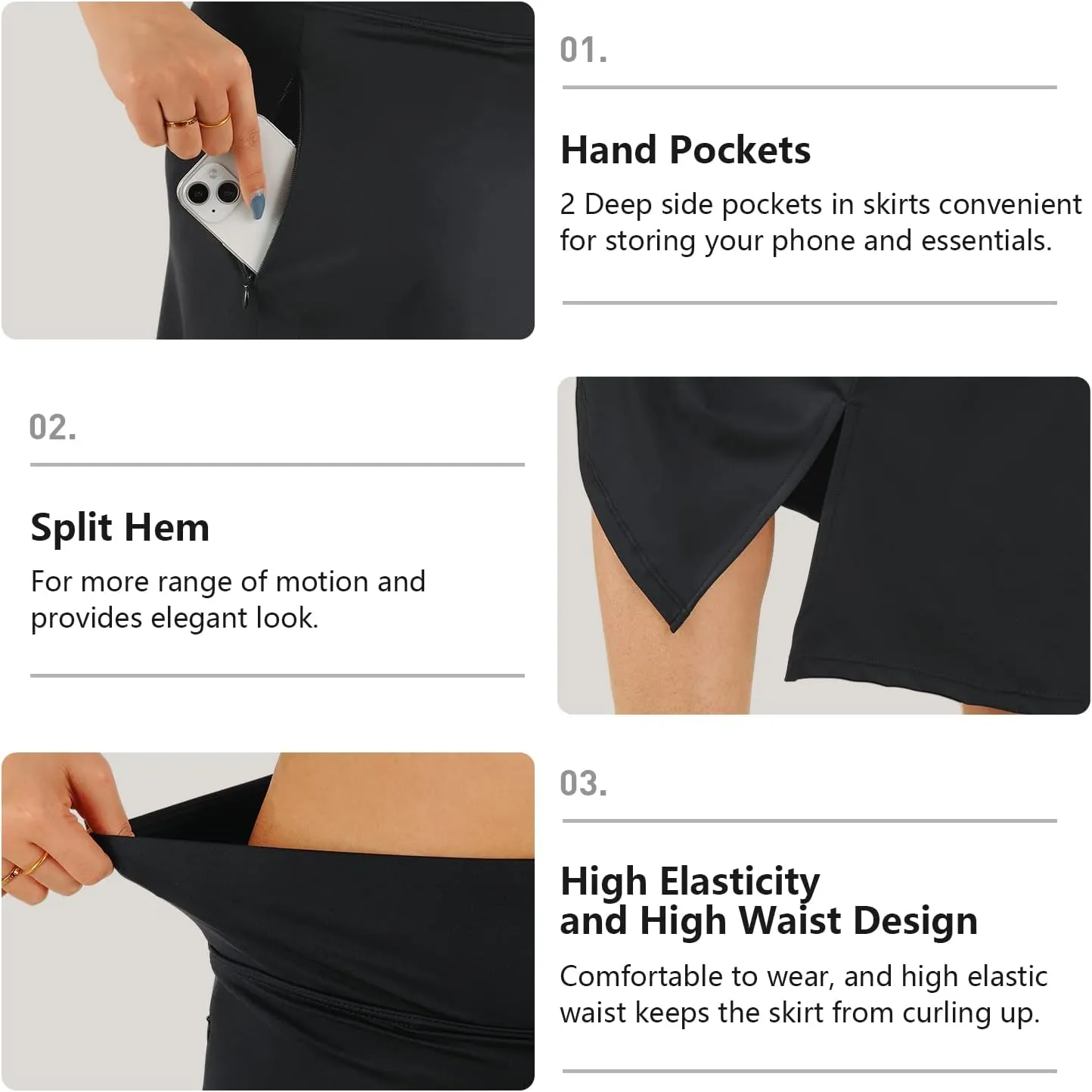 Womens Skorts Modest Knee Length Skirts Athletic Midi Active Running Skirt