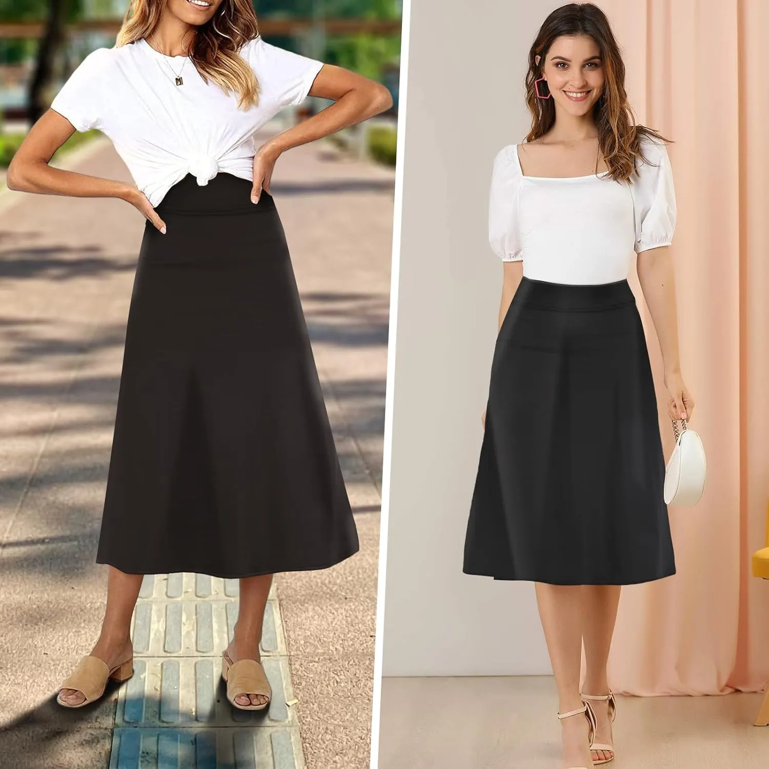Womens Skorts Modest Knee Length Skirts Athletic Midi Active Running Skirt