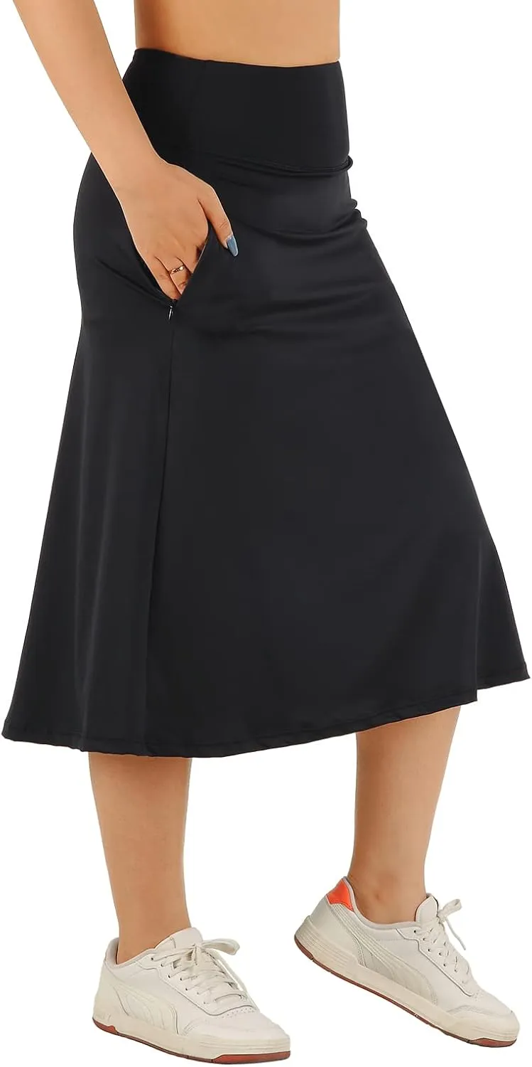 Womens Skorts Modest Knee Length Skirts Athletic Midi Active Running Skirt