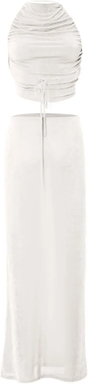 Women's Solid Color Casual Sleeveless Backless Tank Top Slim Fit Long Skirt Set Women Fashion Dress
