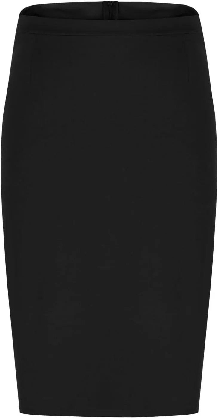 Women's Solid Color Office Work Pencil Skirt Stretch High Waist Below Knee Bodycon Hugging Skirts for Business Casual