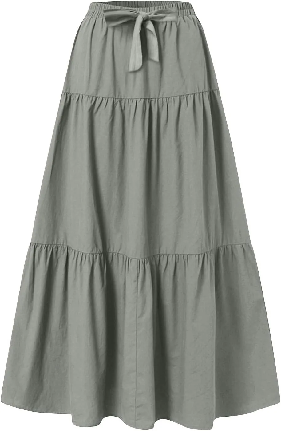 Womens Summer Boho Skirt Flowy Swing Tiered A-Line Maxi Skirt 2025 Trendy Elastic Waist Pleated Long Beach Dress