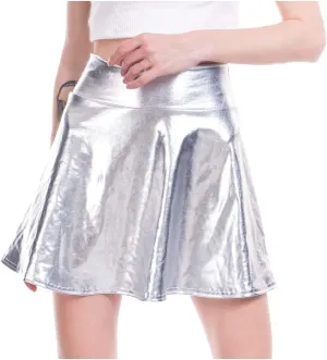 Women's Summer Casual Loose Trendy Elastic High Waist Solid Color Sequins Pleated Party Dance Performance Skirts