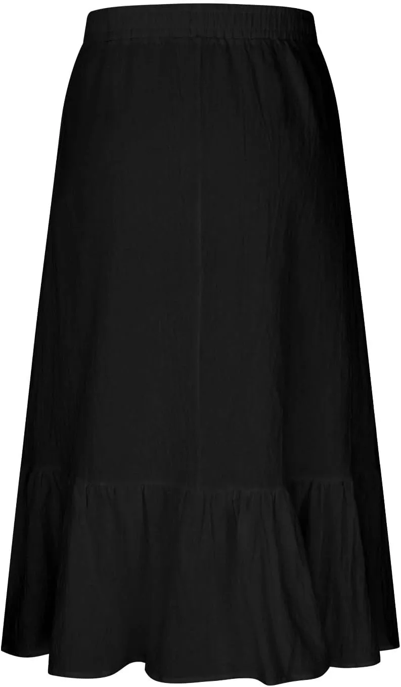 Women's Summer Casual Skirts Elastic High Waist A Line Skirt Flowy Layered Long Skirts Pencil Skirt Travel Outfit