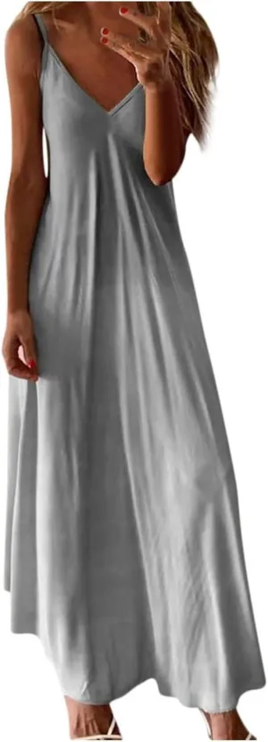 Womens Summer Dresses 2024 Casual Boho Spaghetti Strap Floral Midi Dress Plus Size Long Flowy Maxi Sundresses