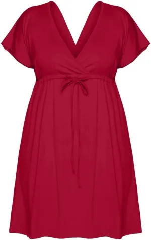 Womens Summer Dresses Short Sleeve Kimono Style Deep V Neck Casual Summer Dress M 4XL Plus Size