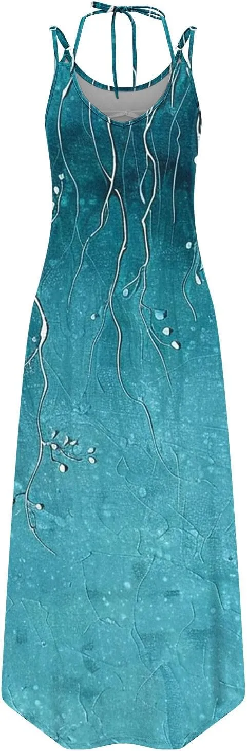 Womens Summer Maxi Dresses Sleeveless Floral Print Boho Tank Dress Vintage Flowy Spring Vacation Beach Sundress 2025
