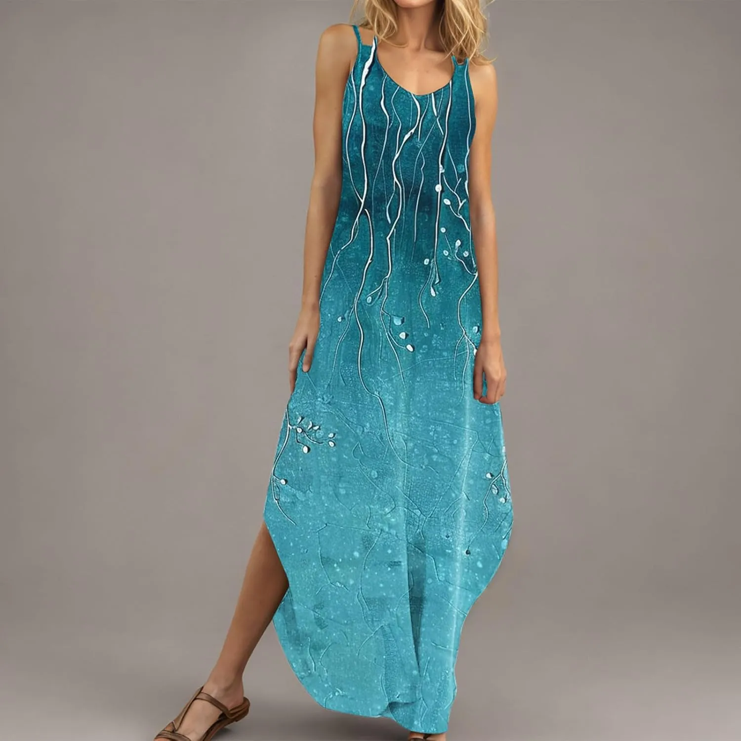Womens Summer Maxi Dresses Sleeveless Floral Print Boho Tank Dress Vintage Flowy Spring Vacation Beach Sundress 2025
