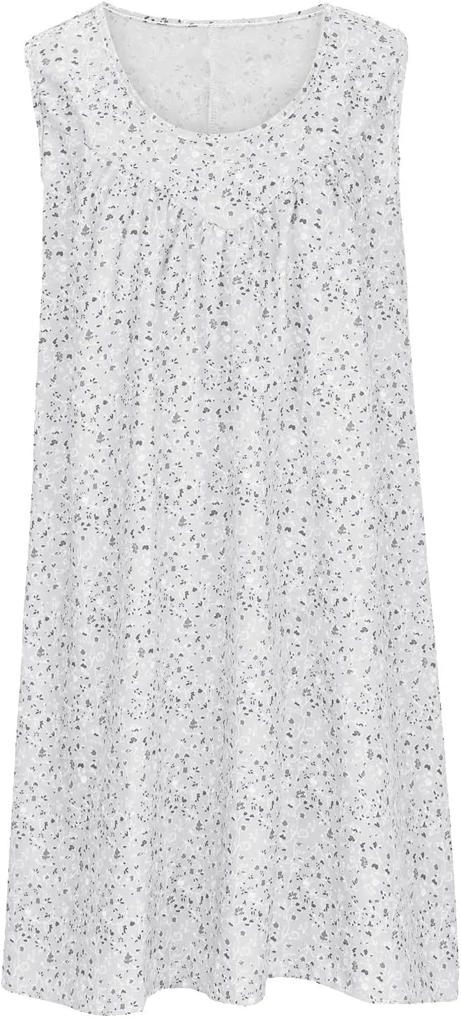 Women's Summer Mini Dress Trendy Floral Printed A Line Tank Dress Sleeveless Scoop Neck Bohemian Sundress with Pocket