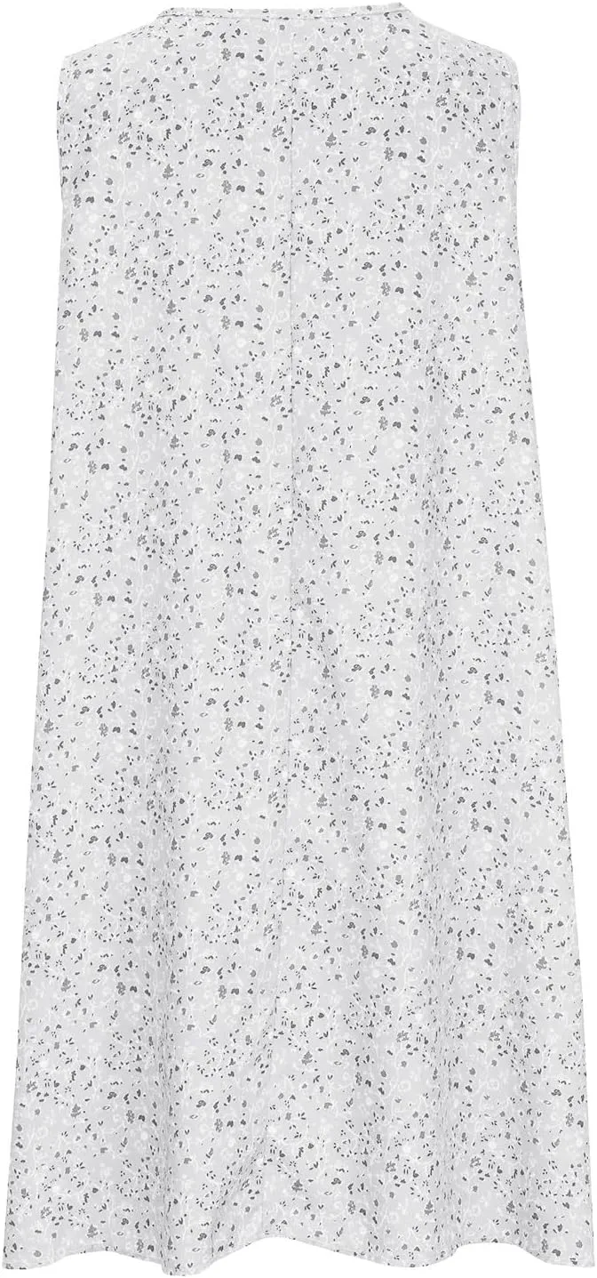 Women's Summer Mini Dress Trendy Floral Printed A Line Tank Dress Sleeveless Scoop Neck Bohemian Sundress with Pocket