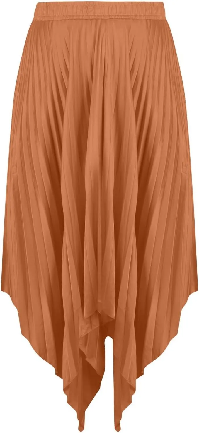 Women's Summer Skirt Solid Color High Waist Pleated A Line Swing Skirts Casual Fashion Irregular Hem Swing Skorts